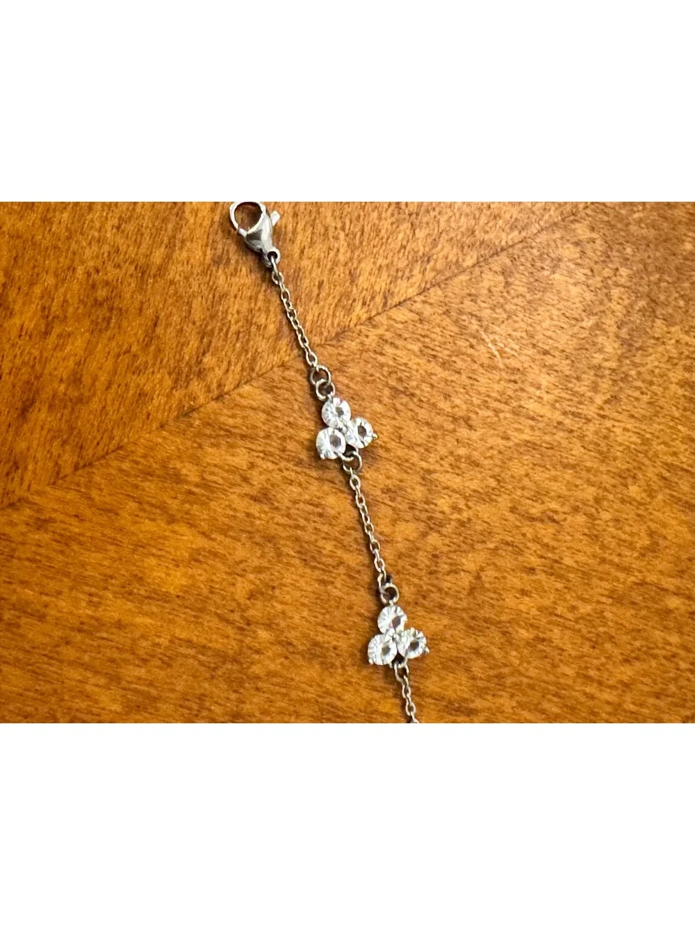 Silver-tone Floral Crystal Accent Bracelet anklet 590